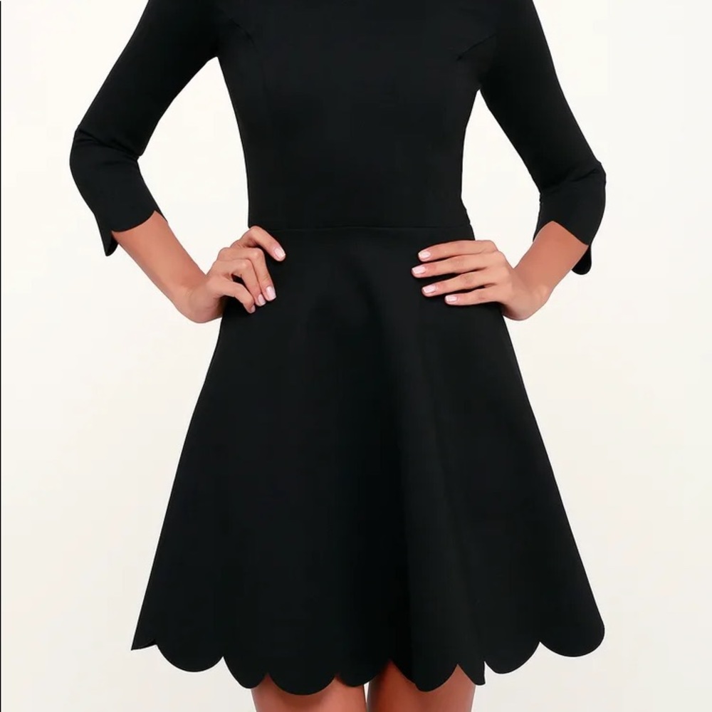 Lulu’s Black Skater Dress with Scalloped Hem